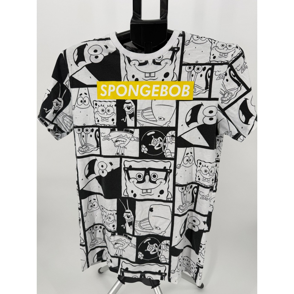 Nickelodeon Spongebob Squarepants Graphic T-Shirt All Over Print Comic White S